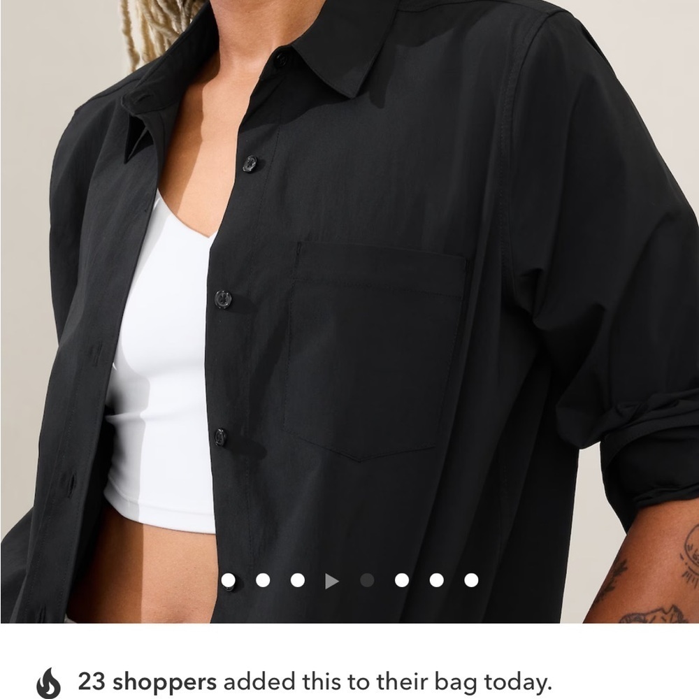 NWT Athleta Midday Shirt Solid Black Medium Tall - Picture 3 of 15